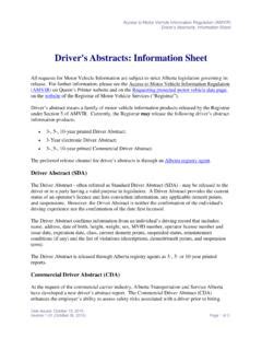 Driver's Abstracts: Information Sheet .